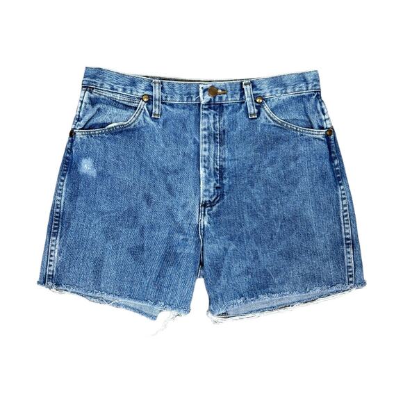 Vintage Wrangler Reworked Cutoffs Denim Shorts 30 High Waisted Distressed - Picture 2 of 4